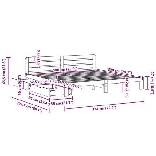 Sengeramme uden madras 180x200 cm massivt fyrretræ gyldenbrun