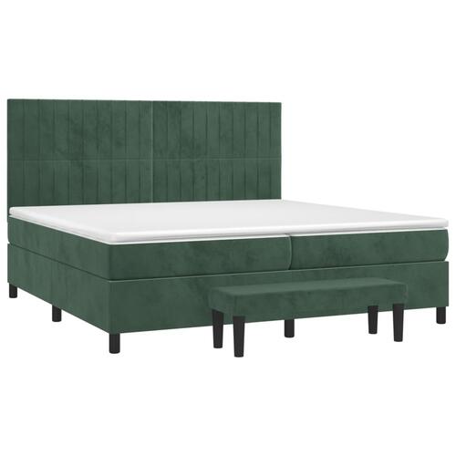 Kontinentalseng med madras 200x200 cm fløjl mørkegrøn