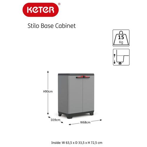 Keter lavt opbevaringsskab Stilo 90 cm grå og sort