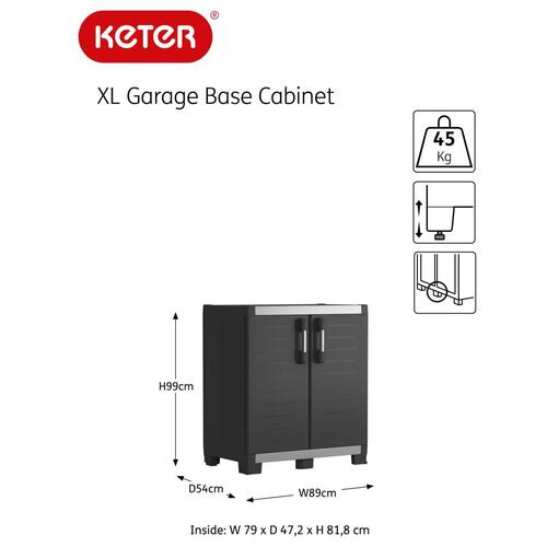 Keter lavt opbevaringsskab Garage XL 99 cm sort og sølvfarvet