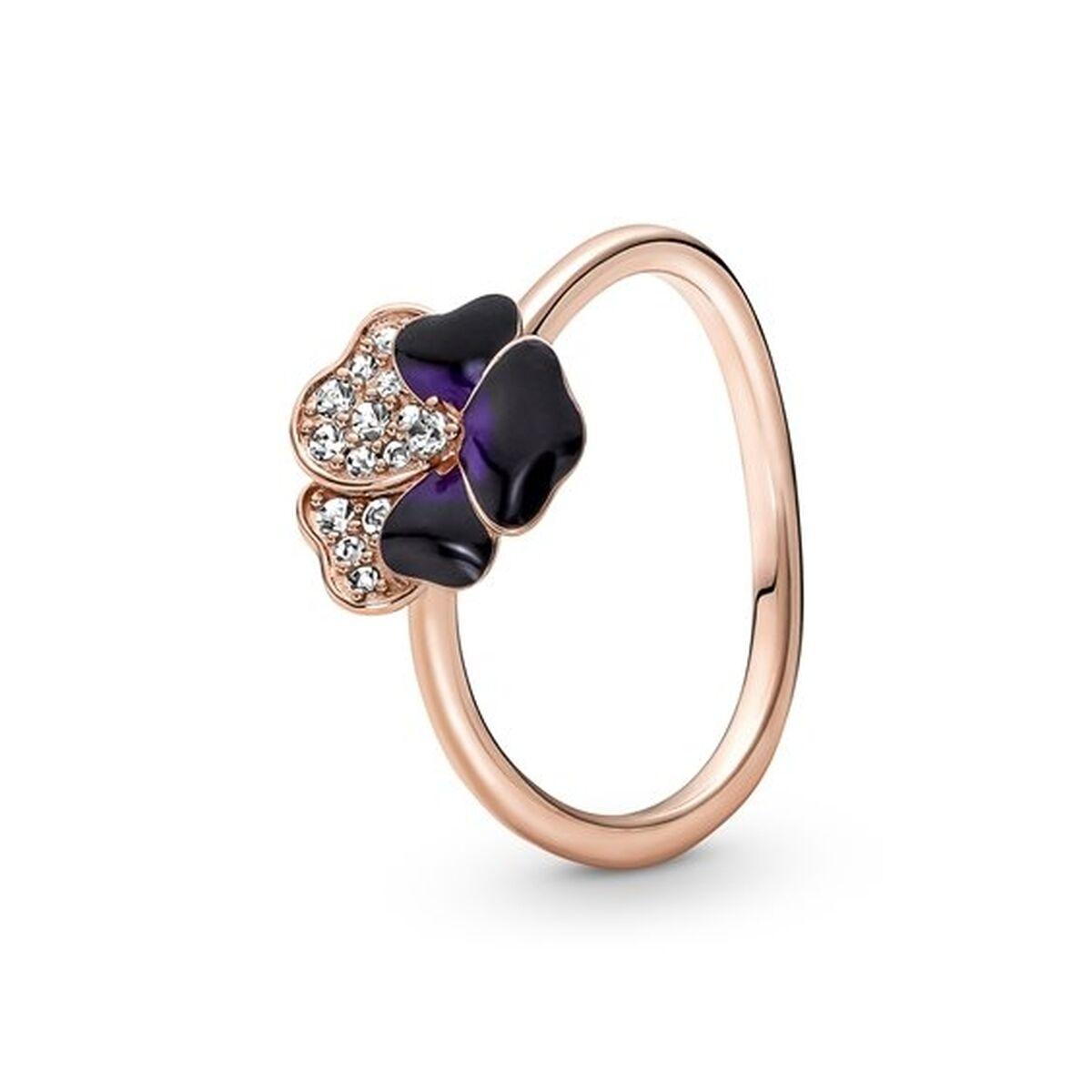 Pandora ring til kvinder - Deep Purple Pansy Flower, str. 54