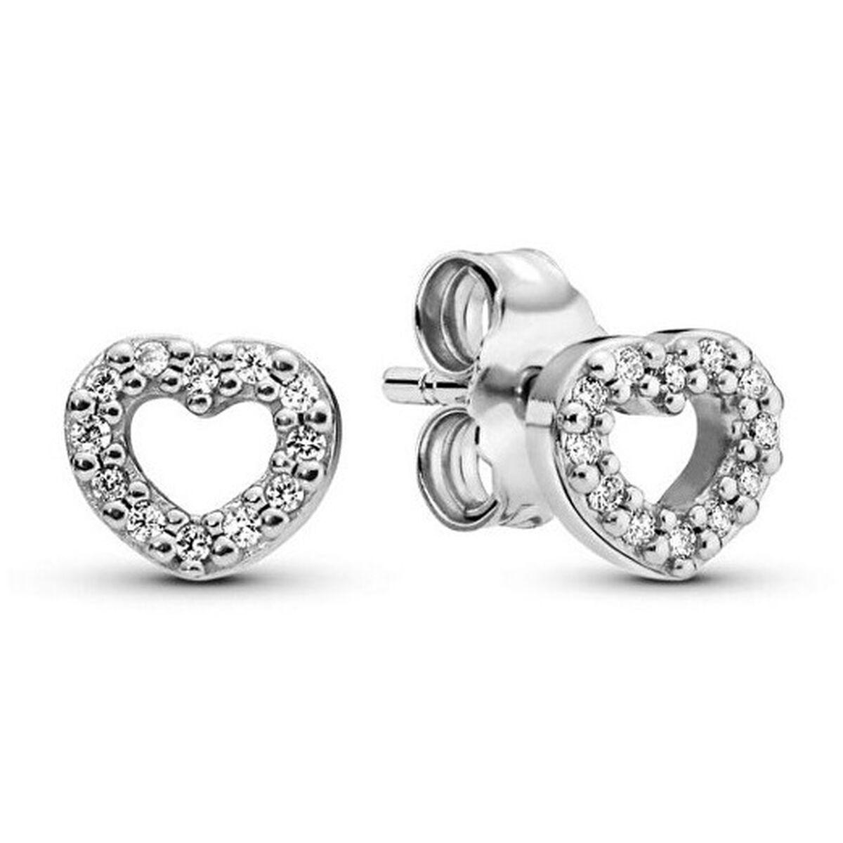 Pandora øreringe 290528CZ - hjerte studs i Sterling sølv 925