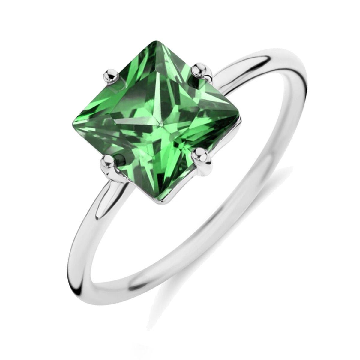 New Bling dame-ring 9NB-1133-56 - str. 16 med grøn sten