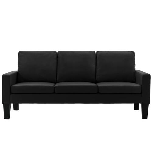 3-personers sofa kunstlæder sort