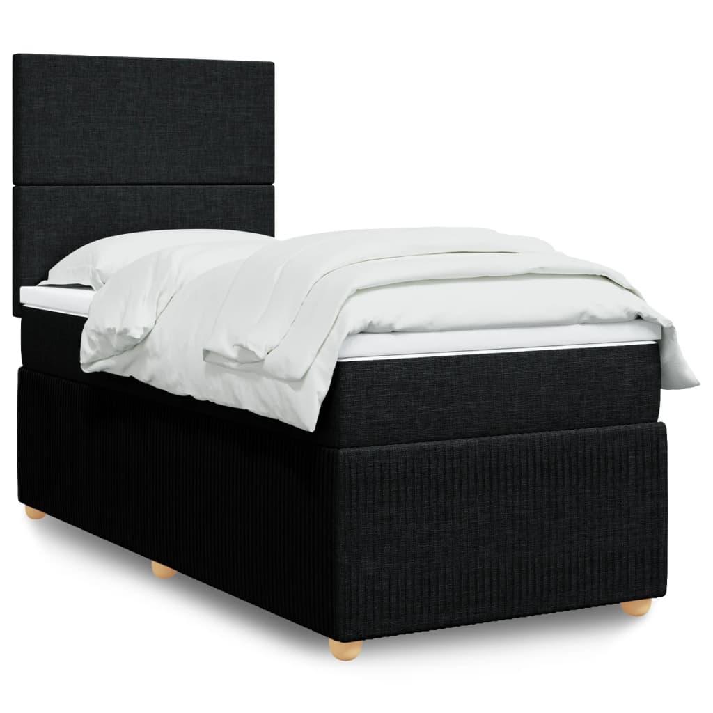 Kontinentalseng med madras 80x200 cm stof sort billede
