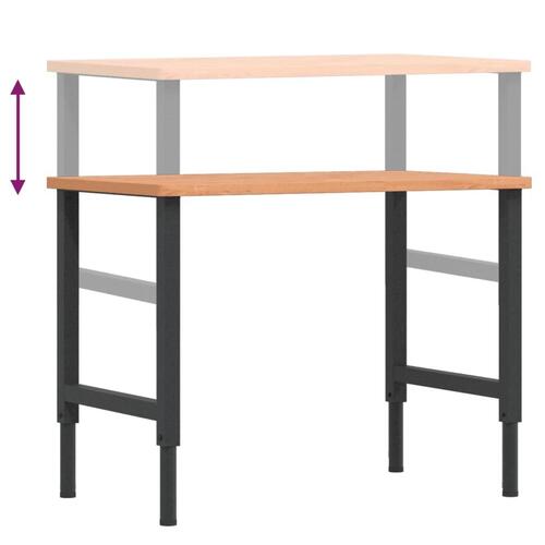 Arbejdsbænk 100x60x(71,5-98) cm massivt bøgetræ rektangulær