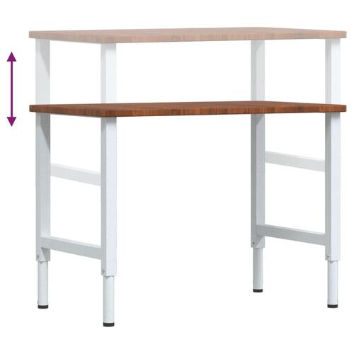 Arbejdsbænk 100x60x(71,5-98) cm massivt egetræ rektangulær