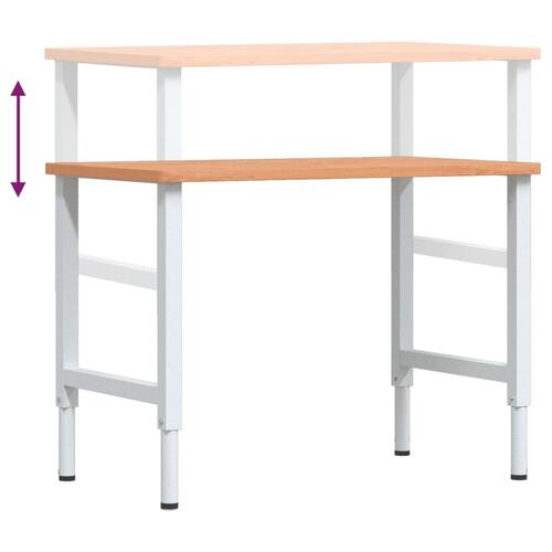 Arbejdsbænk 100x60x(71,5-98) cm massivt bøgetræ rektangulær