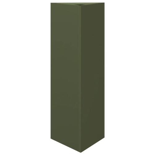 Plantekasser 2 stk. 30x26x75 cm trekantet stål olivengrøn