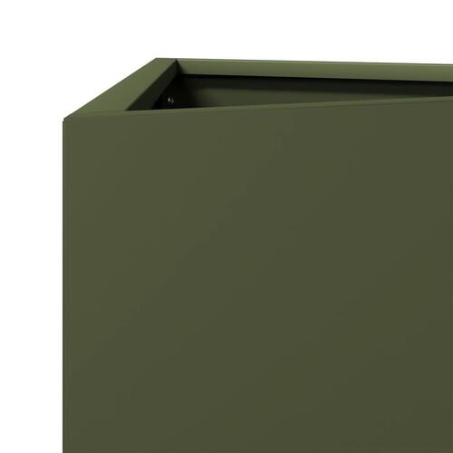Plantekasser 2 stk. 30x26x75 cm trekantet stål olivengrøn