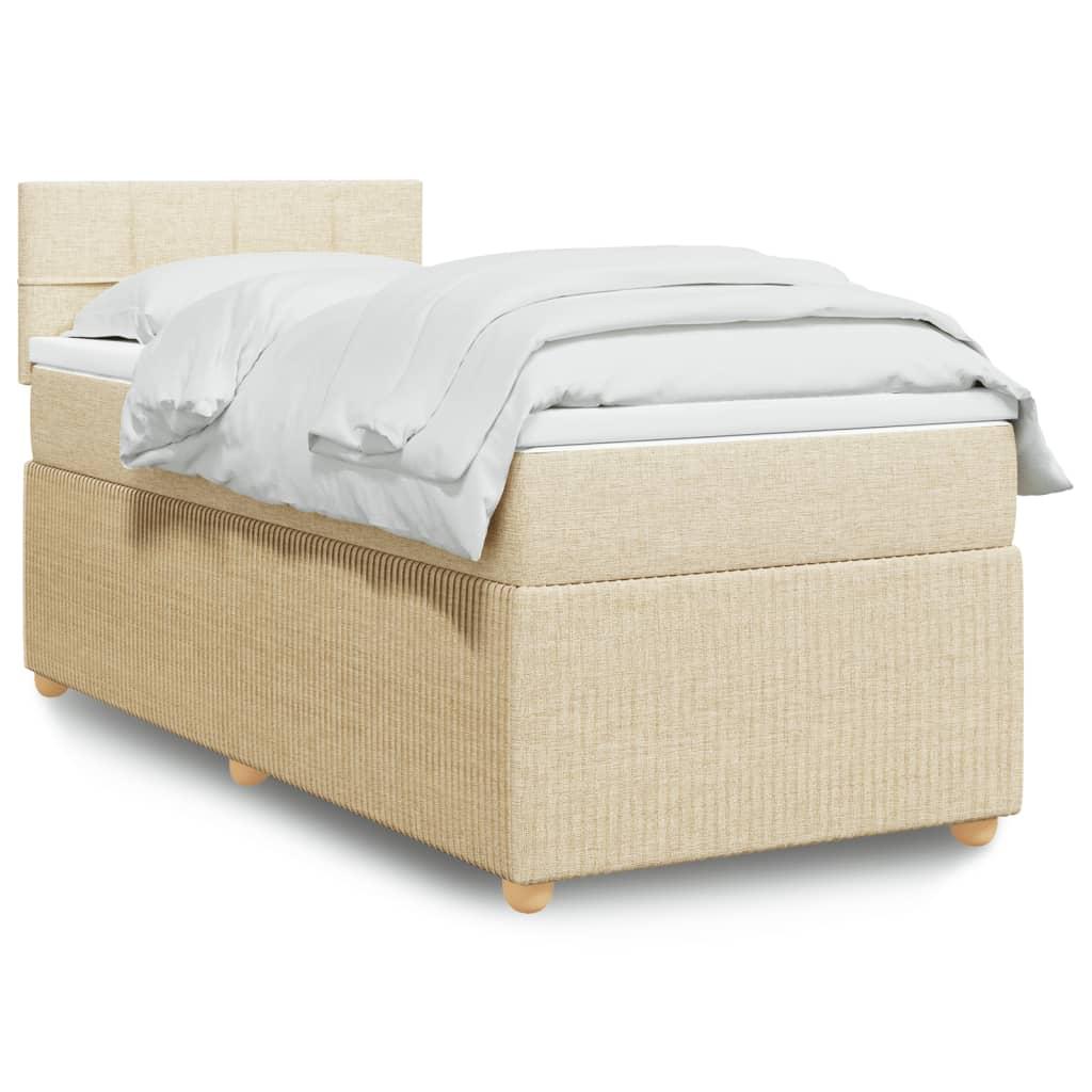 Kontinentalseng med madras 80×200 cm - stof, cremefarvet med LED billede