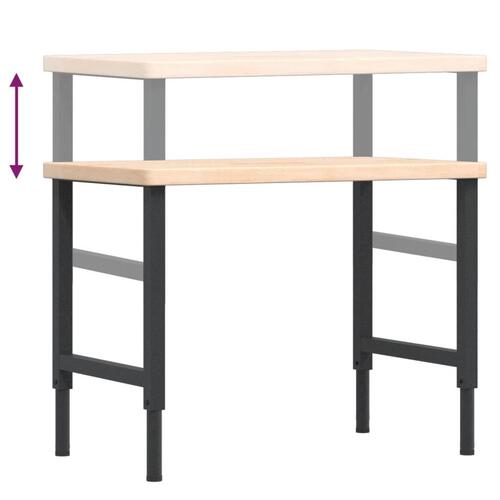 Arbejdsbænk 100x60x(73-99,5) cm massivt egetræ rektangulær