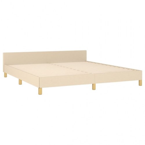 Sengeramme med sengegavl 160x200 cm - stof, cremefarvet