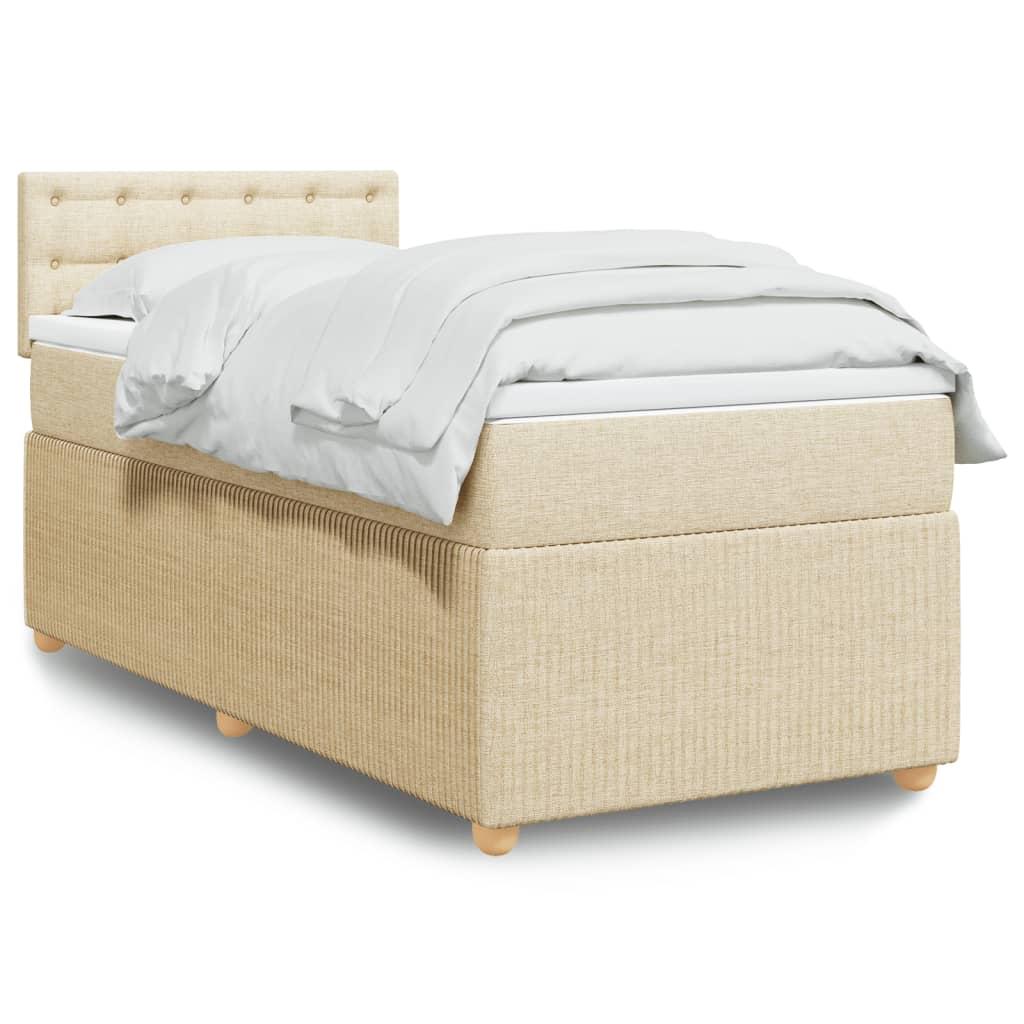 Kontinentalseng med madras og topmadras 80x200 cm - stof, cremefarvet billede
