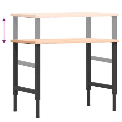 Arbejdsbænk 100x60x(71,5-98) cm massivt bøgetræ rektangulær