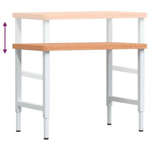 Arbejdsbænk 100x60x(73-99,5) cm massivt bøgetræ rektangulær
