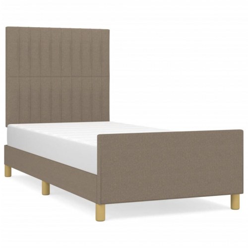 Sengeramme med sengegavl 80x200 cm - stof, gråbrun