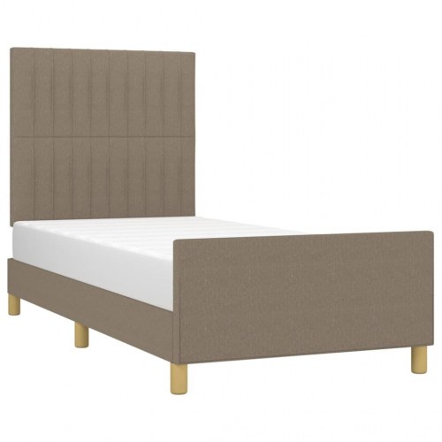 Sengeramme med sengegavl 80x200 cm - stof, gråbrun