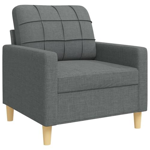 3 personers sofa med pyntepuder stof mørkegrå