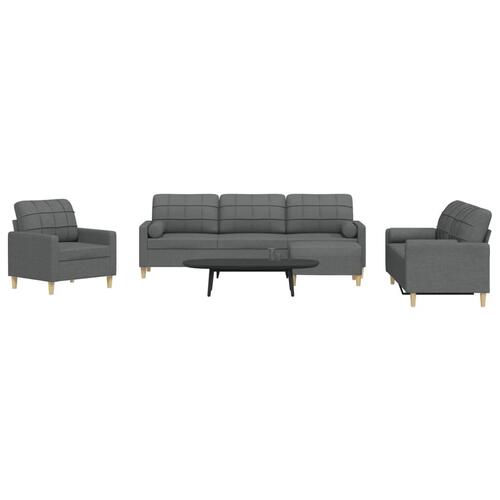 Sofasæt 4 dele med fodskammel og pyntepuder stof lysegrå