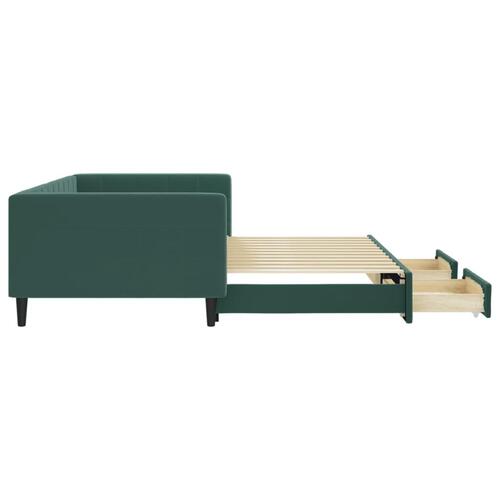 Daybed med udtræk og skuffer 100x200 cm velour mørkegrøn