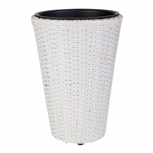 Urtepotte Alexandra House Living Hvid Jern Rattan Plastik 28 x 40 x 28 cm