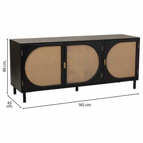 Skænk Alexandra House Living Sort Natur Rattan Paulonia træ 45 x 86 x 165 cm