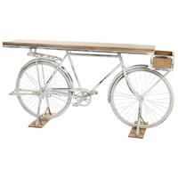 Hallbord Alexandra House Living Bike Hvid Kaffe Jern Mangotræ 50 x 90 x 198 cm