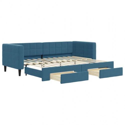 Daybed med udtræk og 2 skuffer 80 x 200 cm - blå