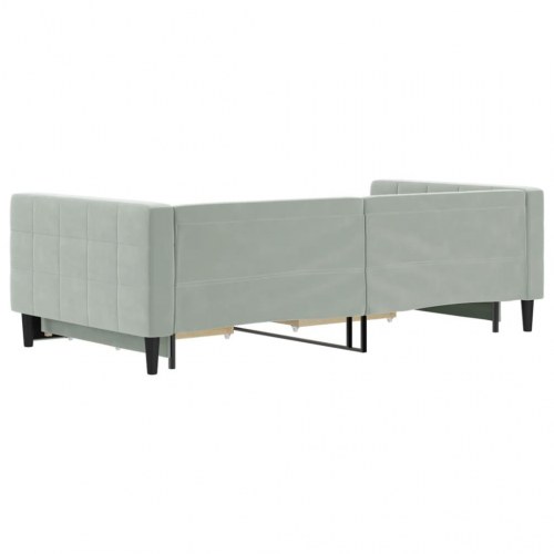 Daybed med udtræk og 2 skuffer 100 x 200 cm velour - lysegrå
