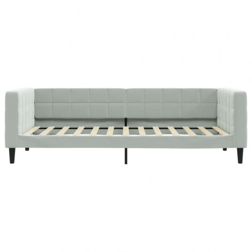 Daybed med udtræk og 2 skuffer 100 x 200 cm velour - lysegrå
