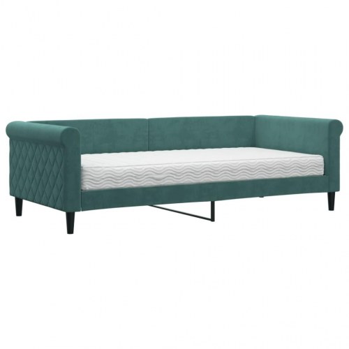 Daybed med madras 90x200 cm i velour - mørkegrøn