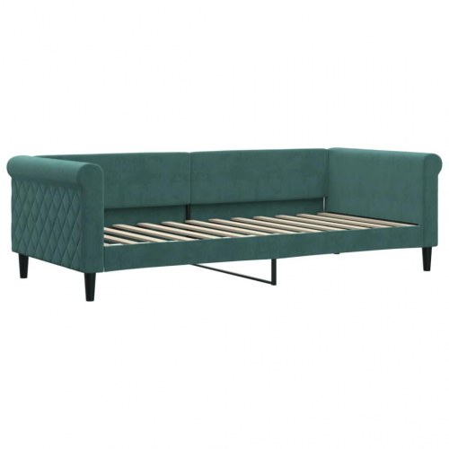Daybed med madras 90x200 cm i velour - mørkegrøn