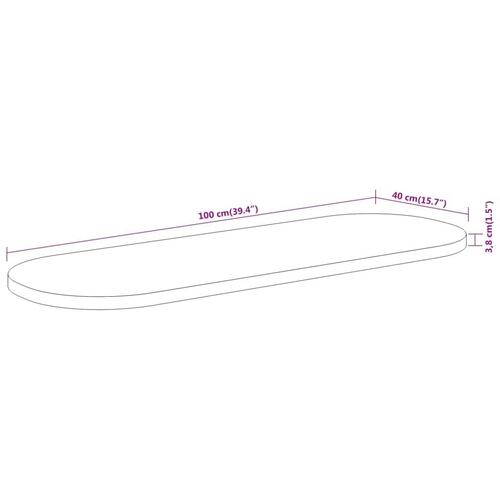 Bordplade 100x40x3,8 cm oval massivt akacietræ