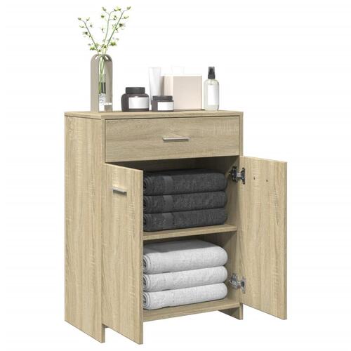 Badeværelsesskab 60x33x80 cm konstrueret træ sonoma-eg