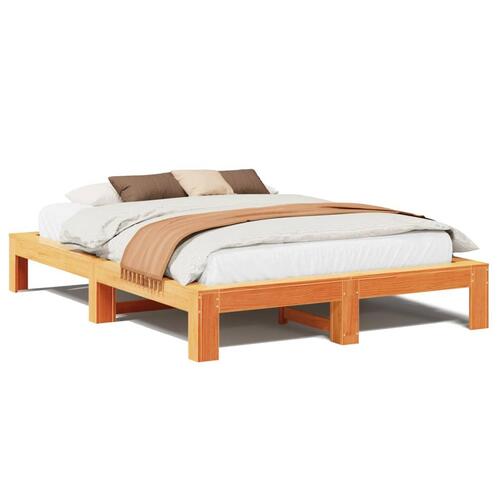 Sengeramme uden madras 140x200 cm massivt fyr gyldenbrun