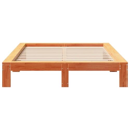 Sengeramme uden madras 135x190 cm massivt fyrretræ brun