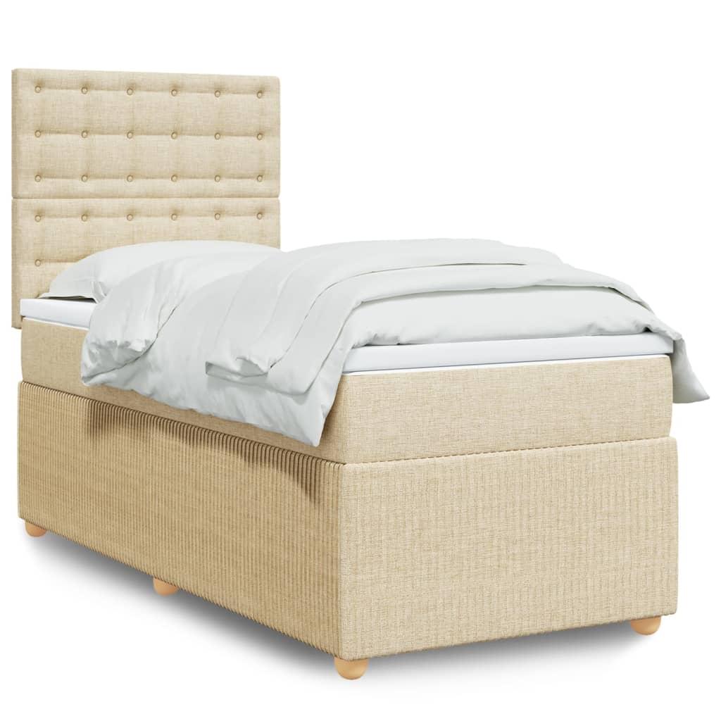 Kontinentalseng med madras 90x190 cm stof cremefarvet