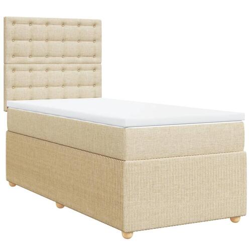 Kontinentalseng med madras 90x190 cm stof cremefarvet