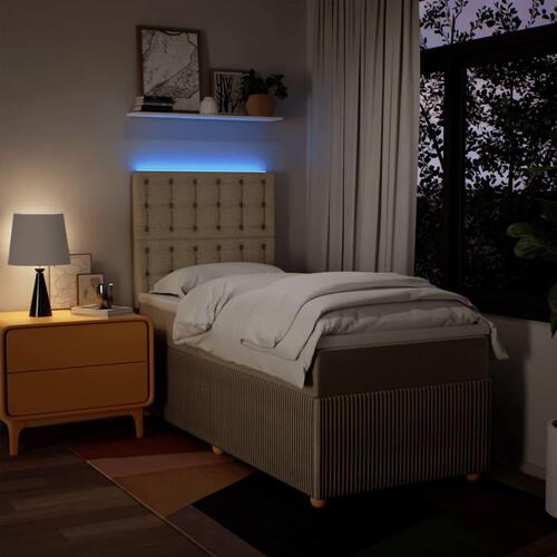 Kontinentalseng med madras 90x190 cm stof cremefarvet
