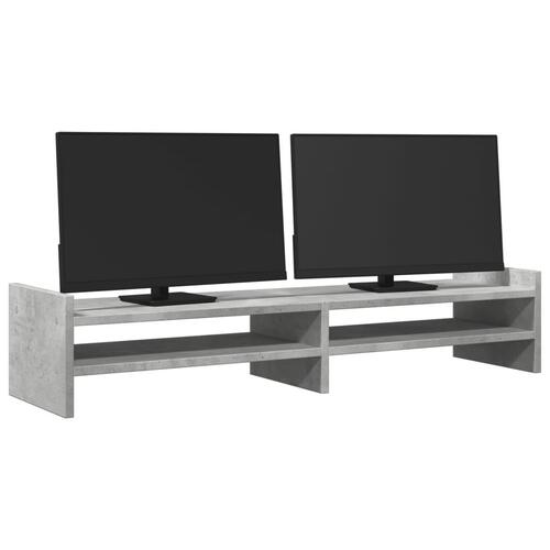 Skærmstander 100x27x20 cm konstrueret træ betongrå