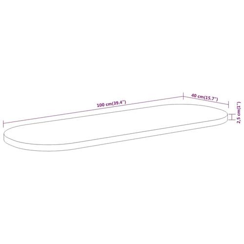 Bordplade 100x40x2,5 cm oval massivt akacietræ