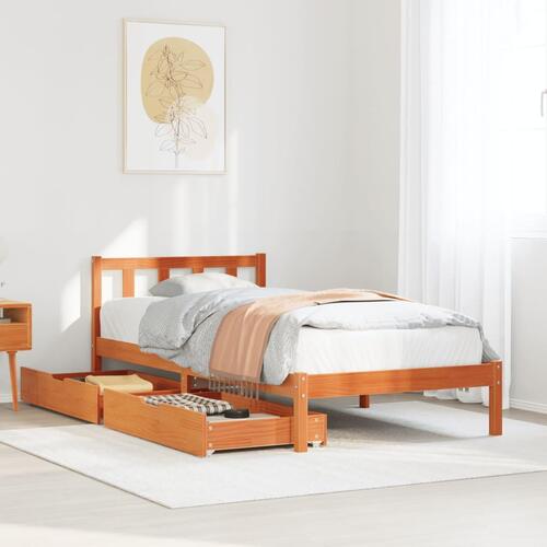 Sengeramme uden madras 75x190 cm massivt fyrretræ gyldenbrun