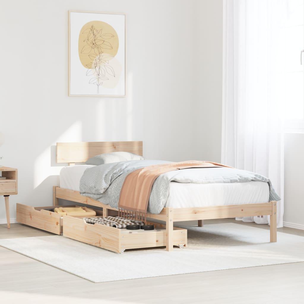 Sengeramme uden madras 90x190 cm massivt fyrretræ