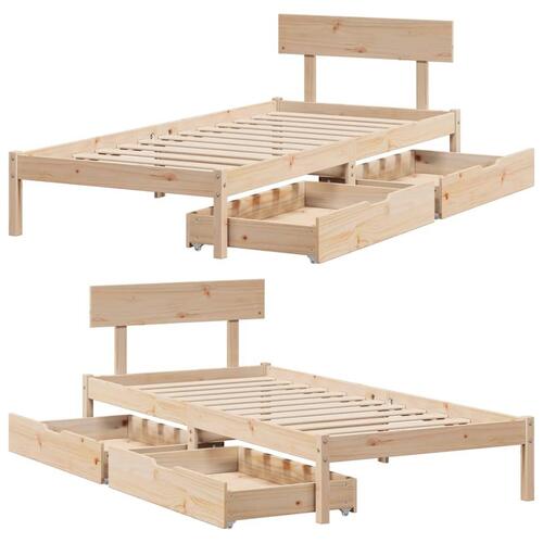 Sengeramme uden madras 90x190 cm massivt fyrretræ