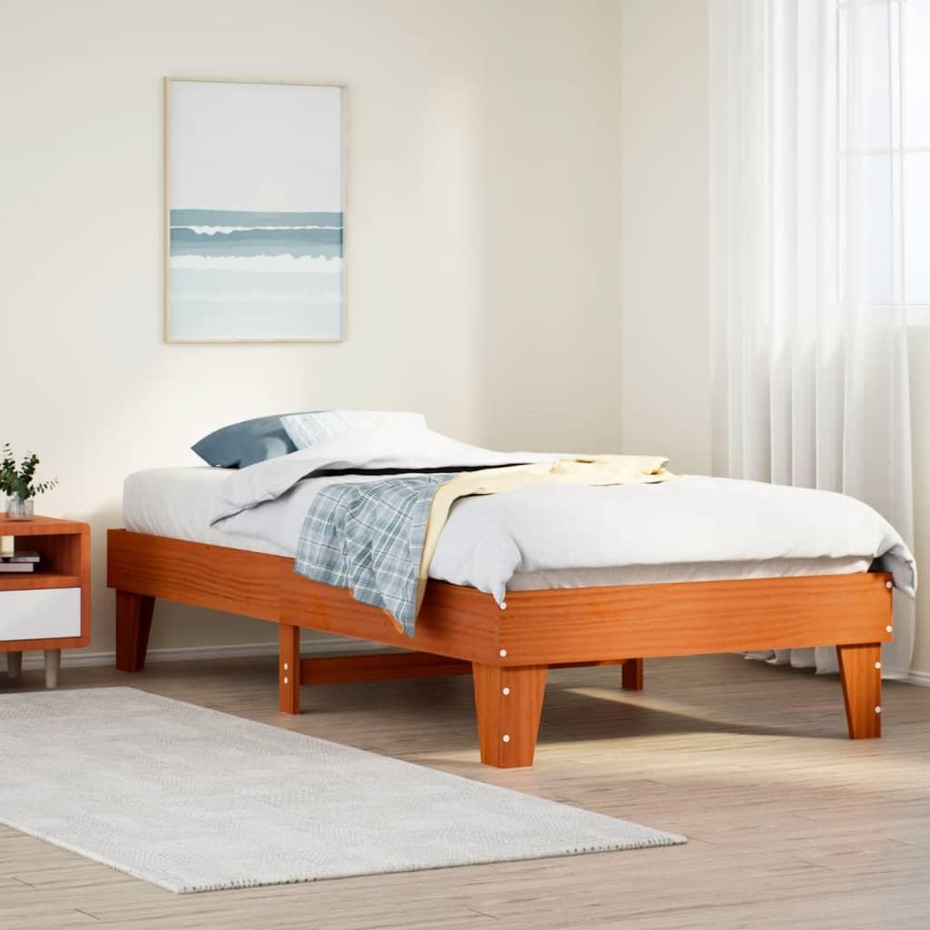 Sengeramme uden madras 90x190 cm massivt fyrretræ gyldenbrun
