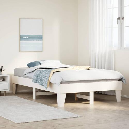 Sengeramme uden madras 135x190 cm massivt fyrretræ hvid