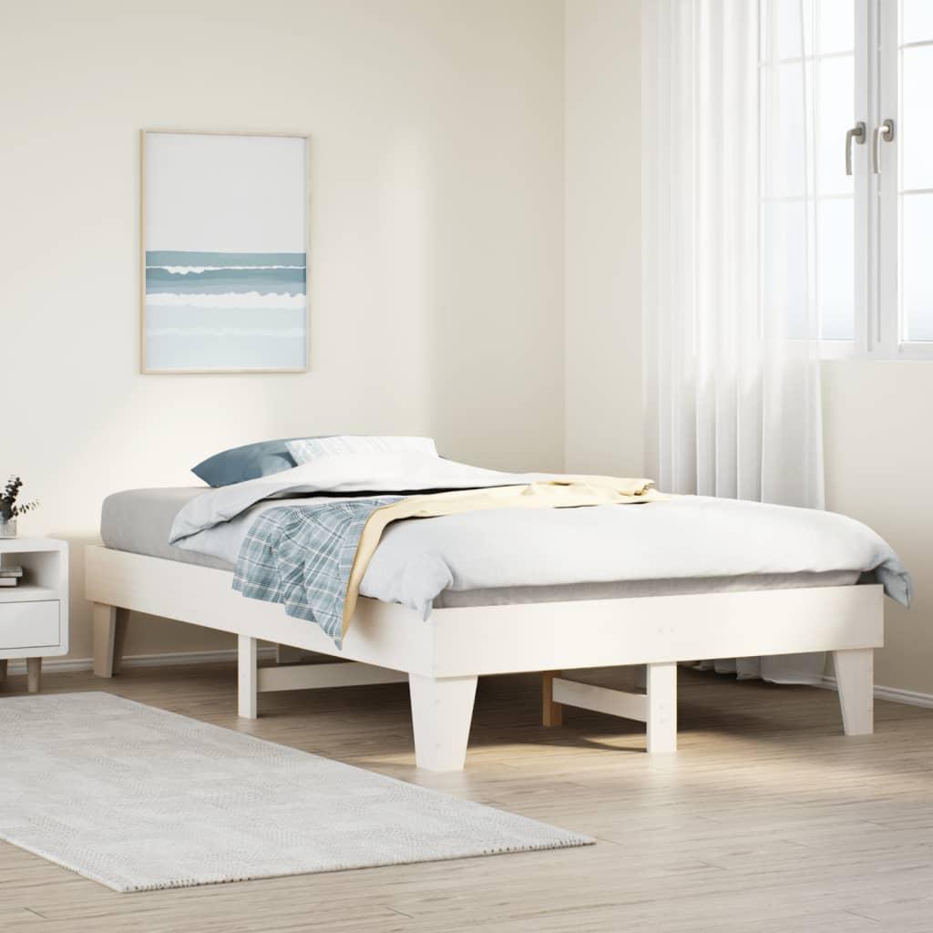 Sengeramme uden madras 135x190 cm massivt fyrretræ hvid
