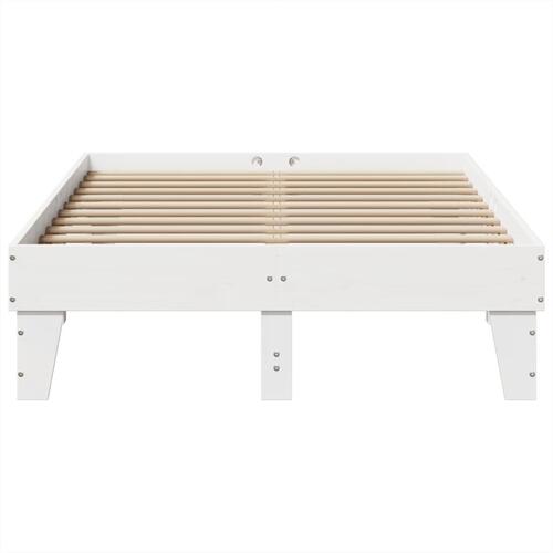 Sengeramme uden madras 135x190 cm massivt fyrretræ hvid