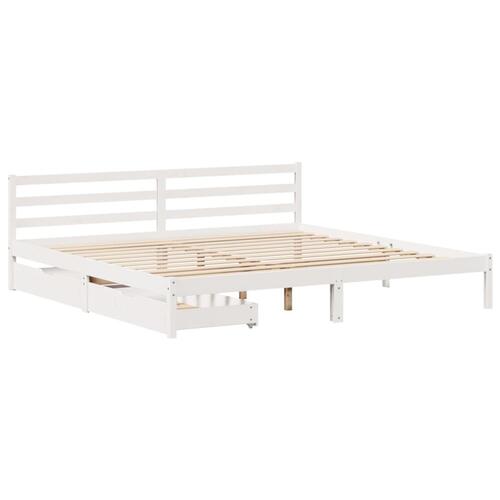 Sengeramme uden madras 200x200 cm massivt fyrretræ hvid